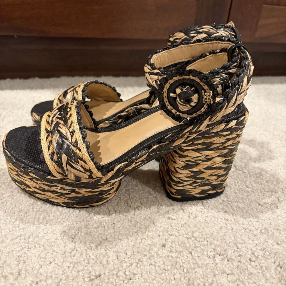 NWOB Sam Edelman Iliana Women Sandals Platform Heel Raffia Braided Buckle Size 7 - Picture 12 of 12